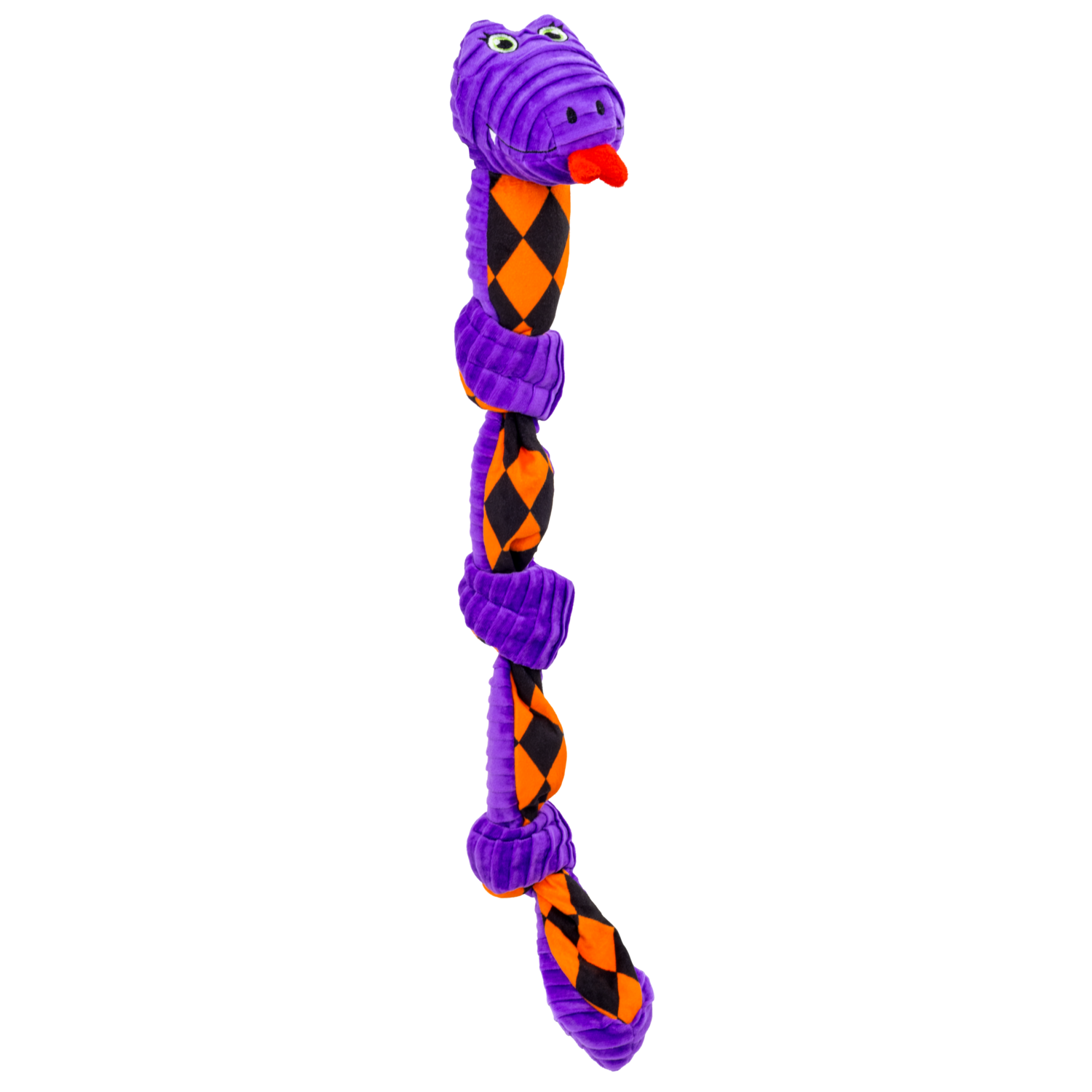 Kong Halloween Knots Snake Squeaky Plush Tug Dog Toy, Purple, Medium/Large