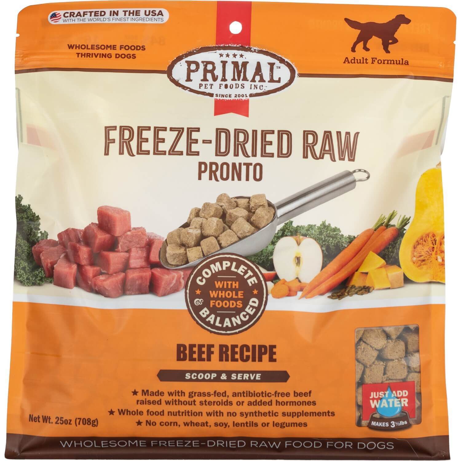 Primal Freeze Dried Raw Pronto Beef Recipe Dog Food 25oz Pet Supermarket