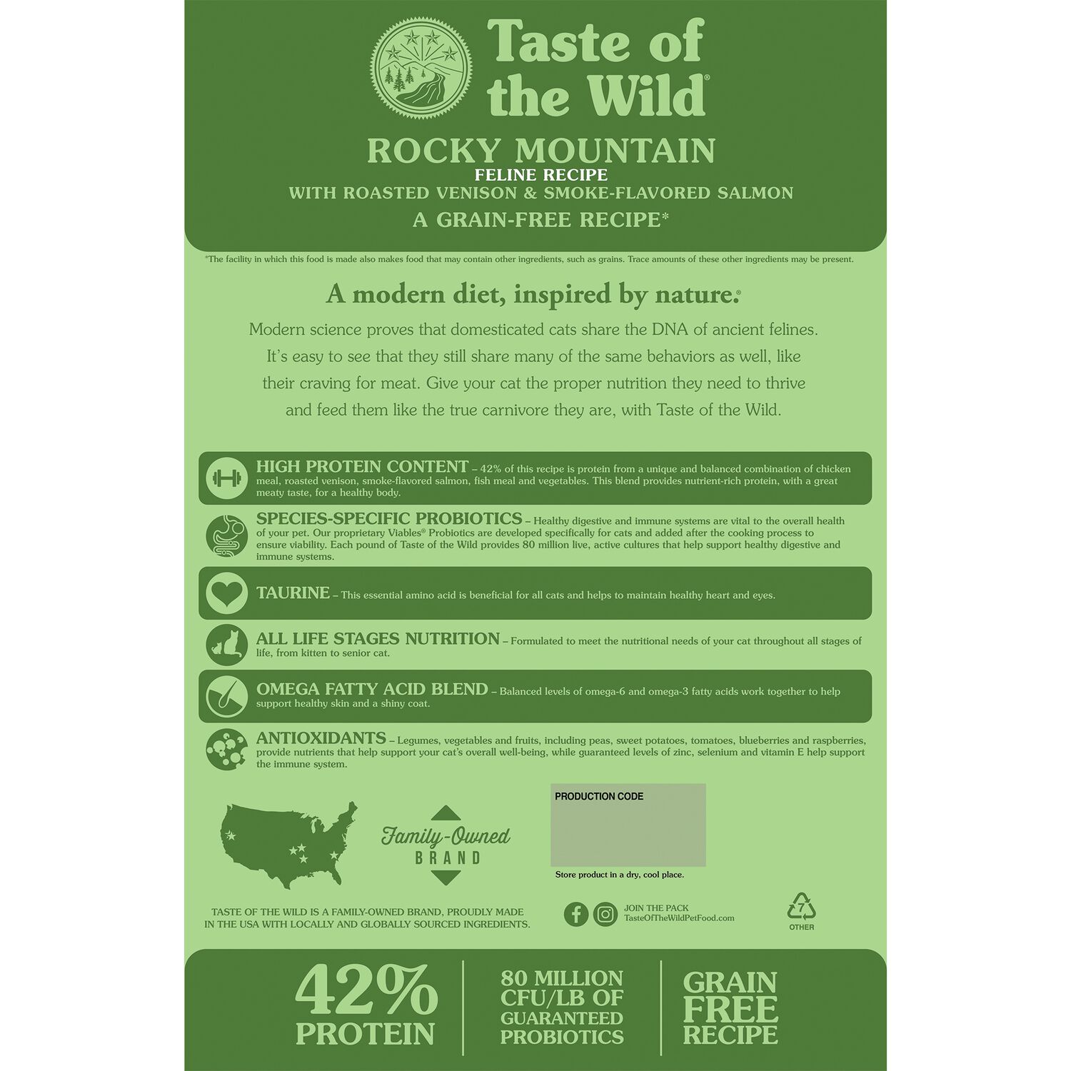 Taste Of The Wild Dry Cat Food, Rocky Mountain Recipe With Roasted Venison & Smoke-Flavored Salmon Recipe, 5-Lb Bag.
