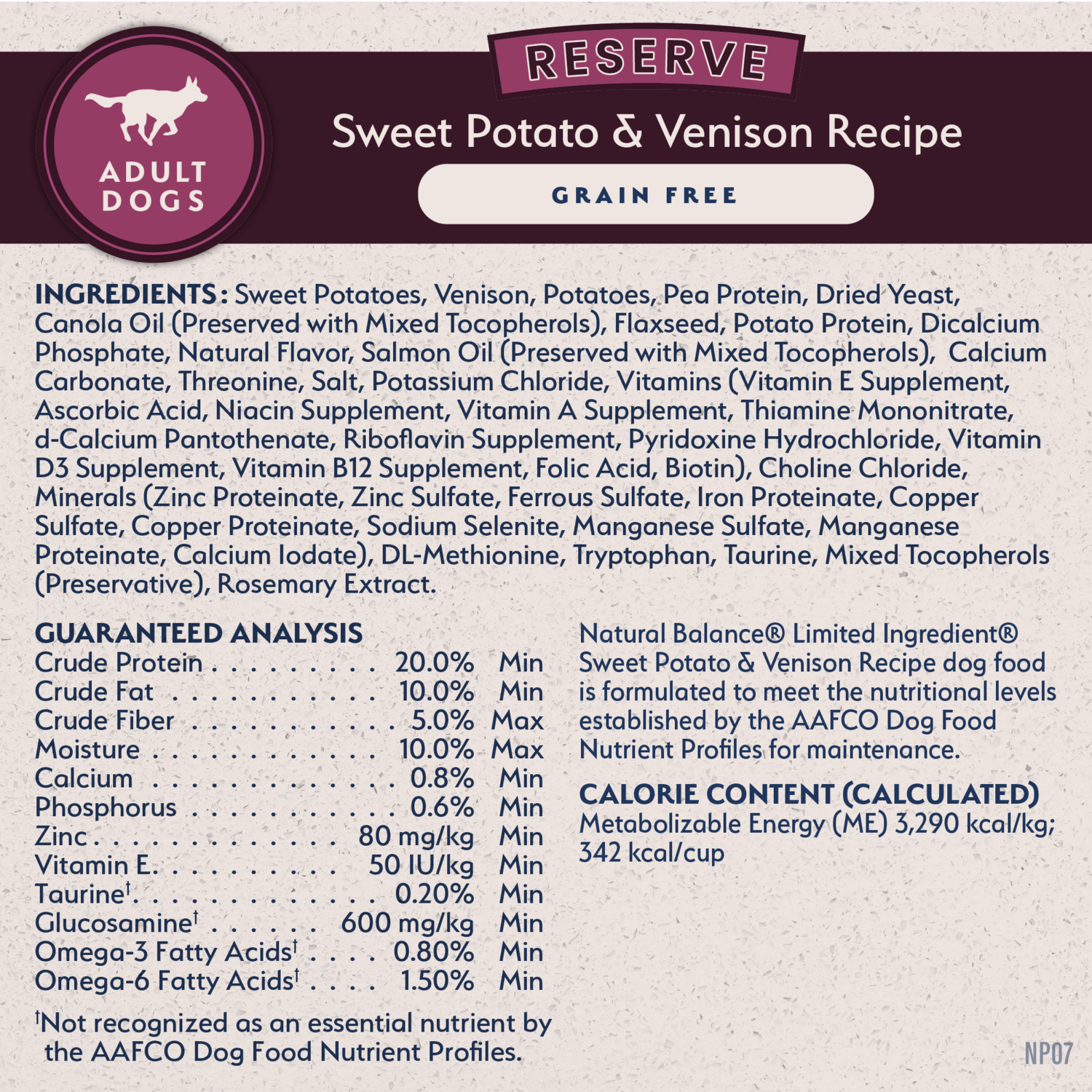 Natural Balance Limited Ingredient Reserve Grain Free Sweet Potato & Venison Recipe Dry Dog Food, 22Lb