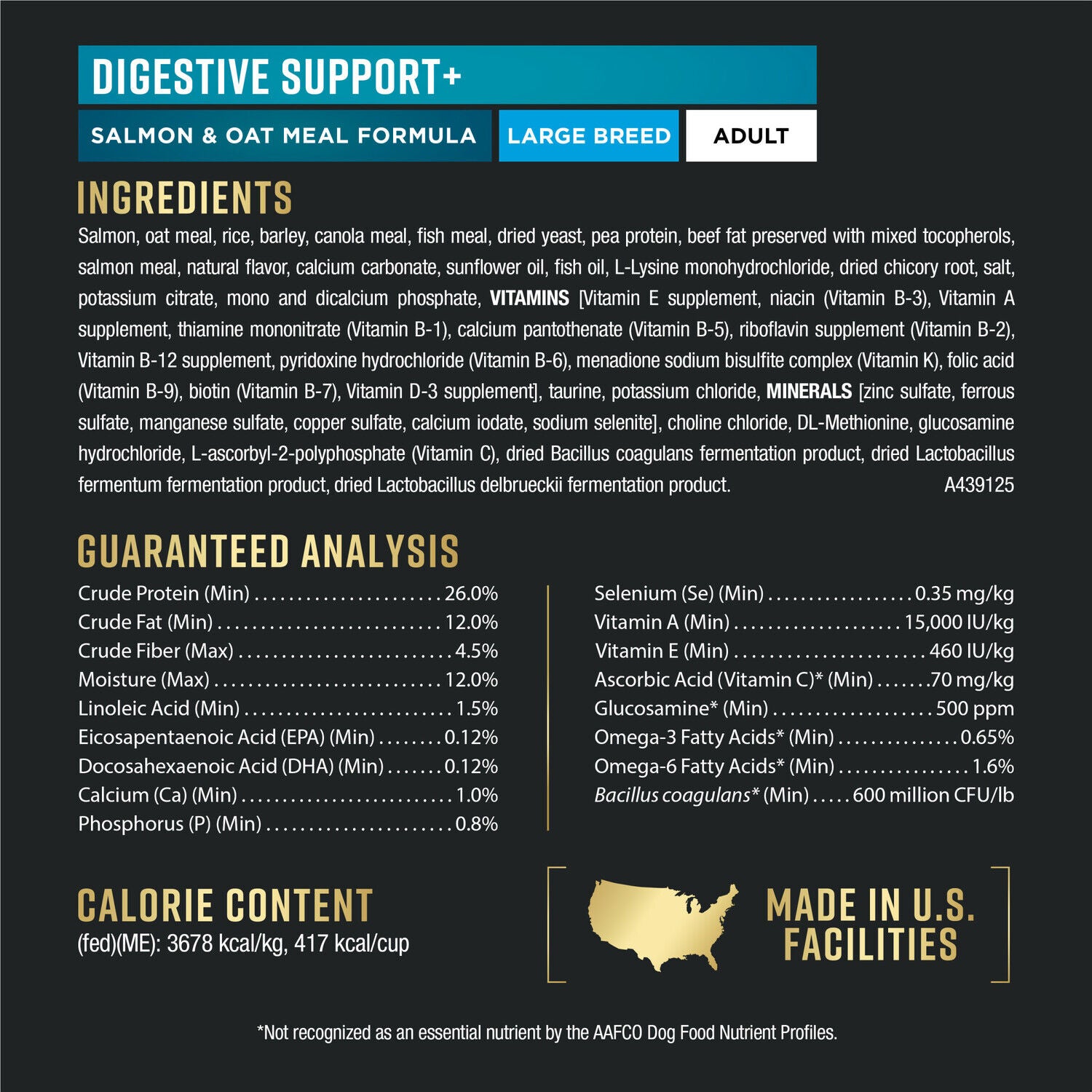 Purina Pro Plan Advantedge Digestive Support Plus Large Breed Salmon And Oat Meal Formula Adult Dry Dog Food - 22-Lb. Bag