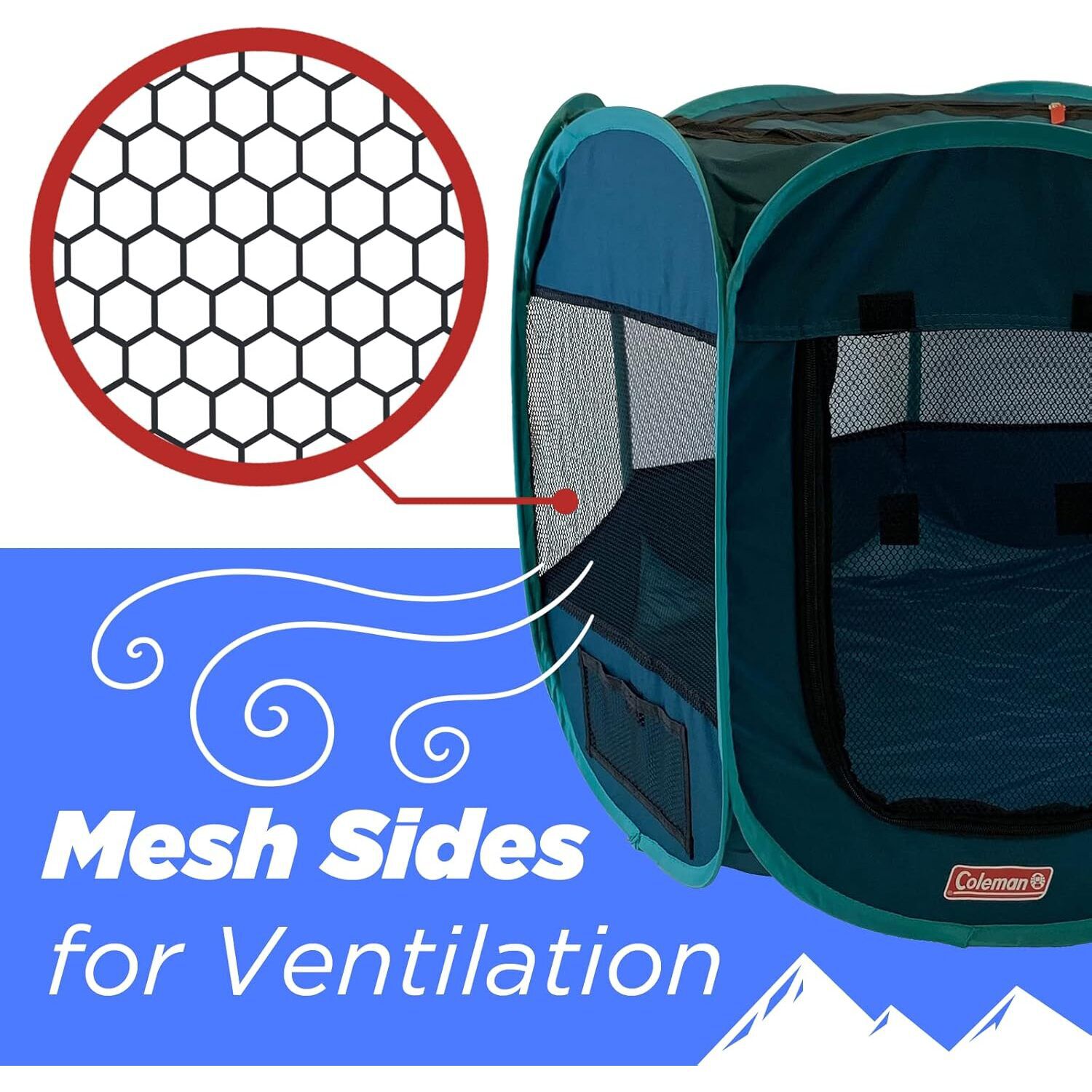 Coleman Foldable Portable Indoor/Outdoor Dog Playpen, 36" X 23", Navy & Teal