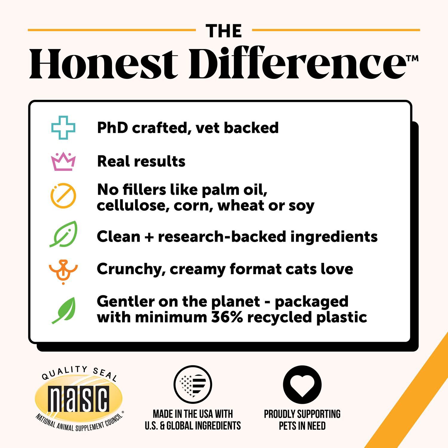Pet Honesty Dual Texture Chicken Flavored Immune Support Lysine &ndash; Allergy Relief Chew Cat Supplement, 3.7-Oz Pouch