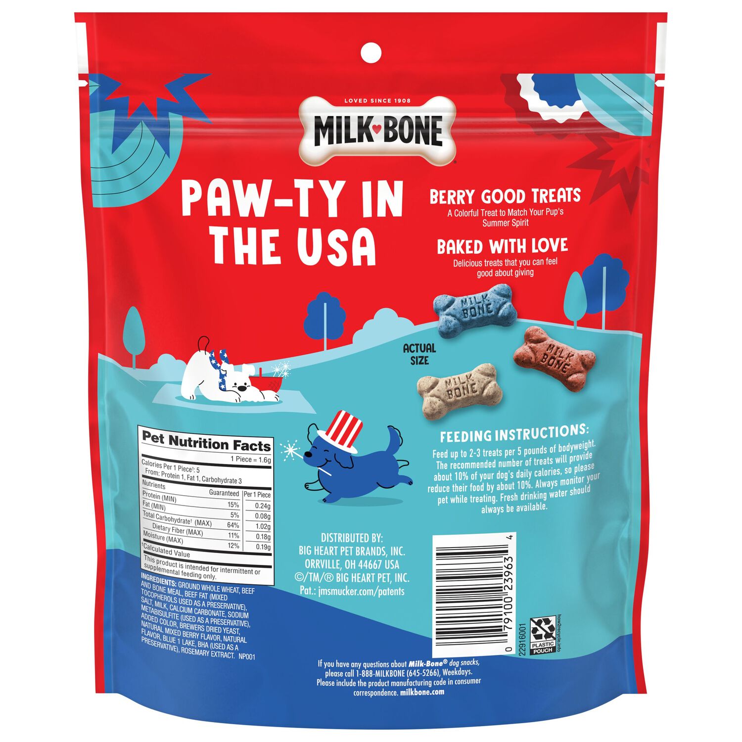 Milk-Bone Mini&rsquo;S Red, White & Woof Crunchy Biscuit Dog Treats, Mixed Berry Flavor, 12-Oz Bag