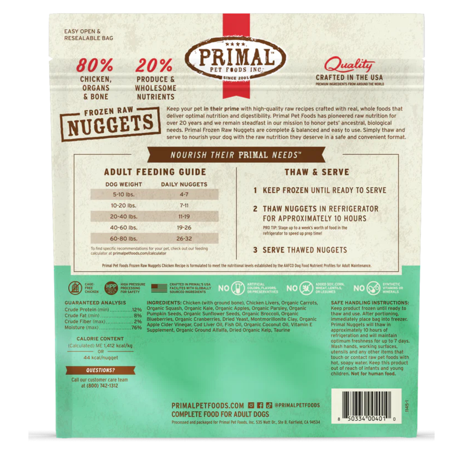 Primal Raw Nuggets Frozen Dog Food, Chicken Recipe