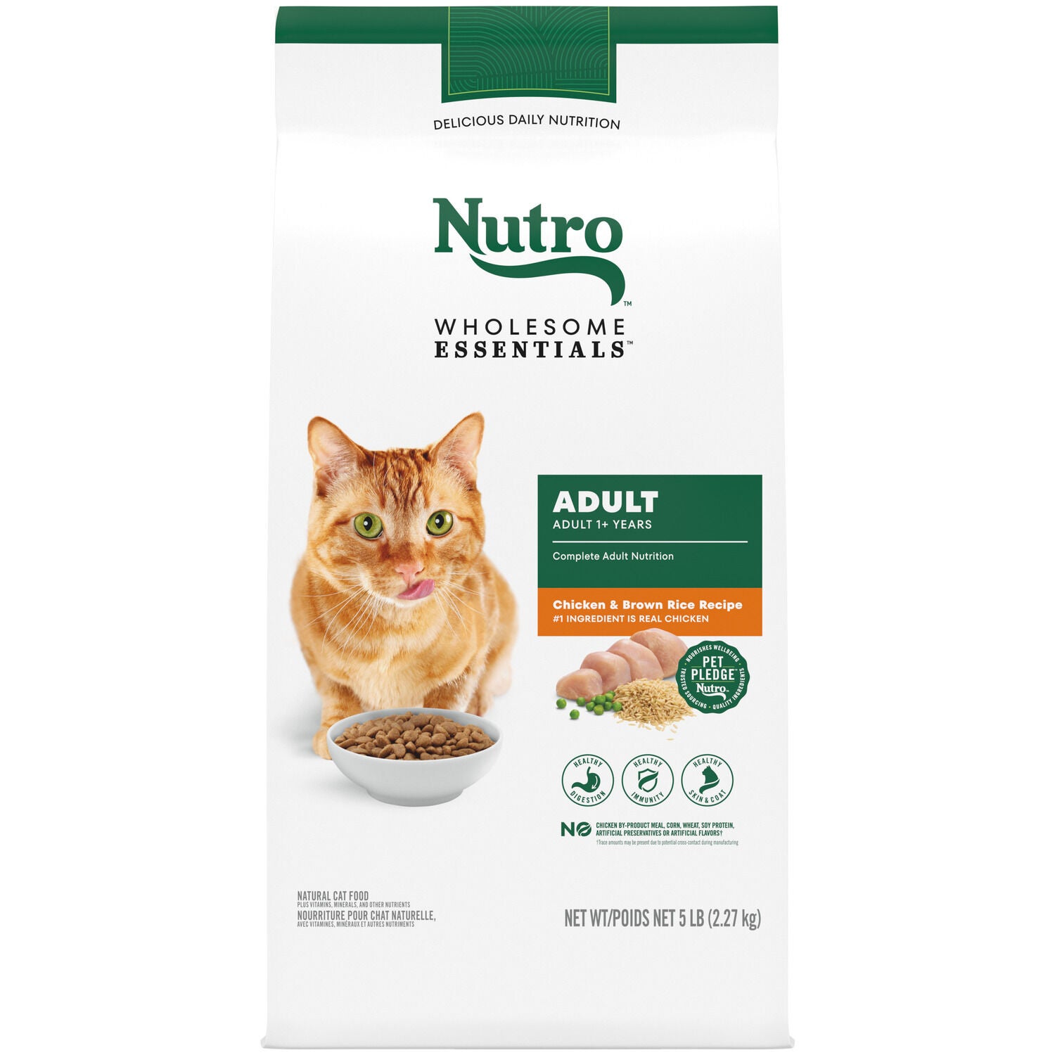 Nutro Wholesome Essentials Chicken & Brown Rice Recipe Dry Cat Food, 5-Lb Bag