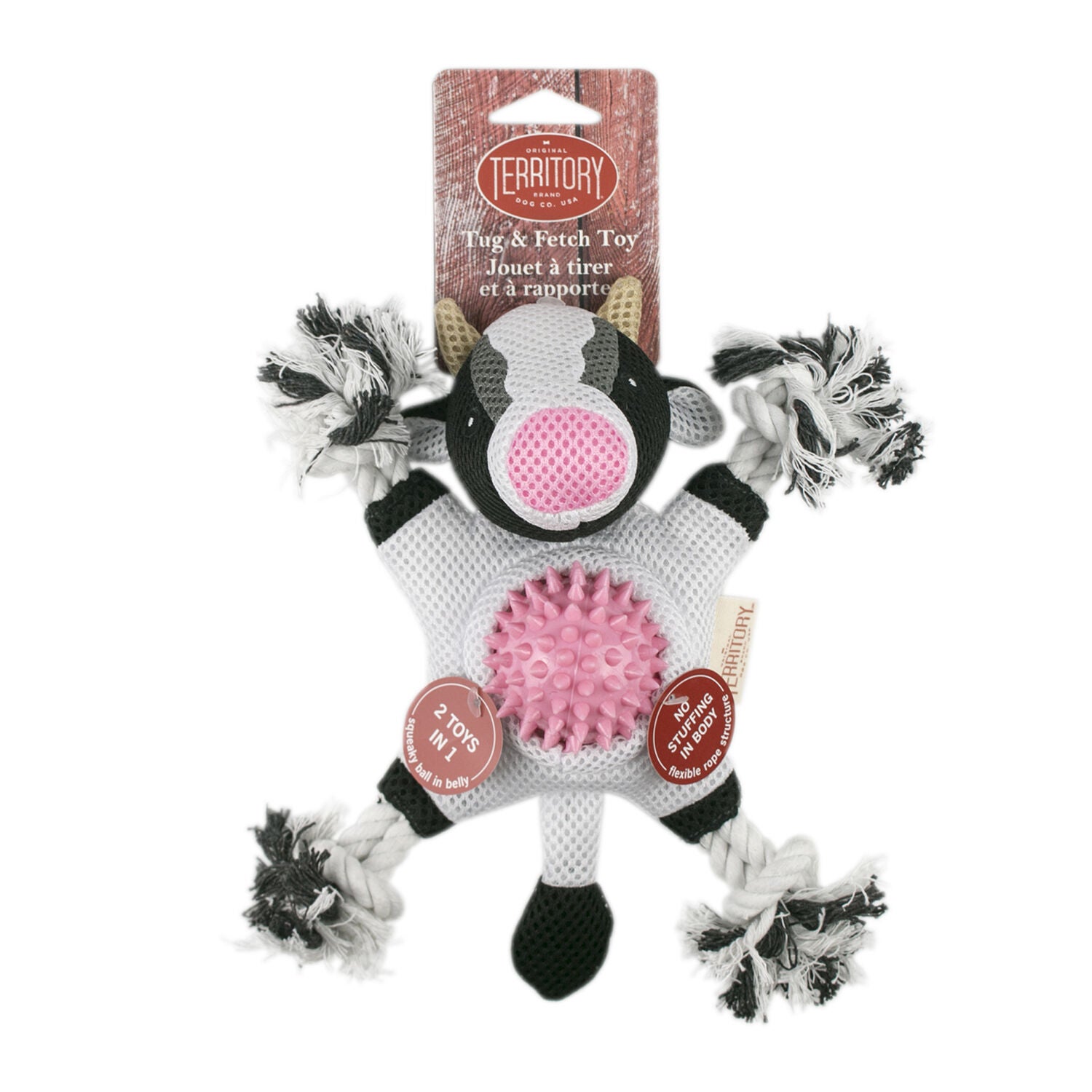 Territory Cow 2-In-1 Fetch & Tug Dog Toy, 10"