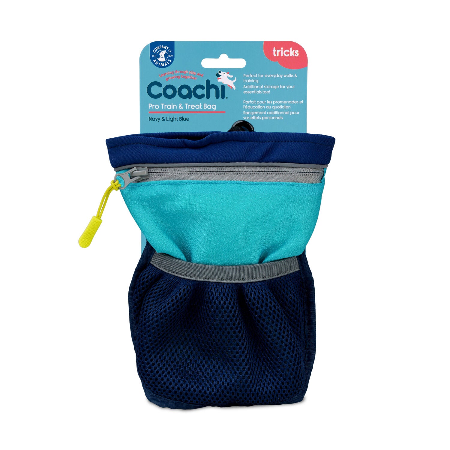 Coachi Pro Train & Treat Bag For Dog Training, Navy & Light Blue