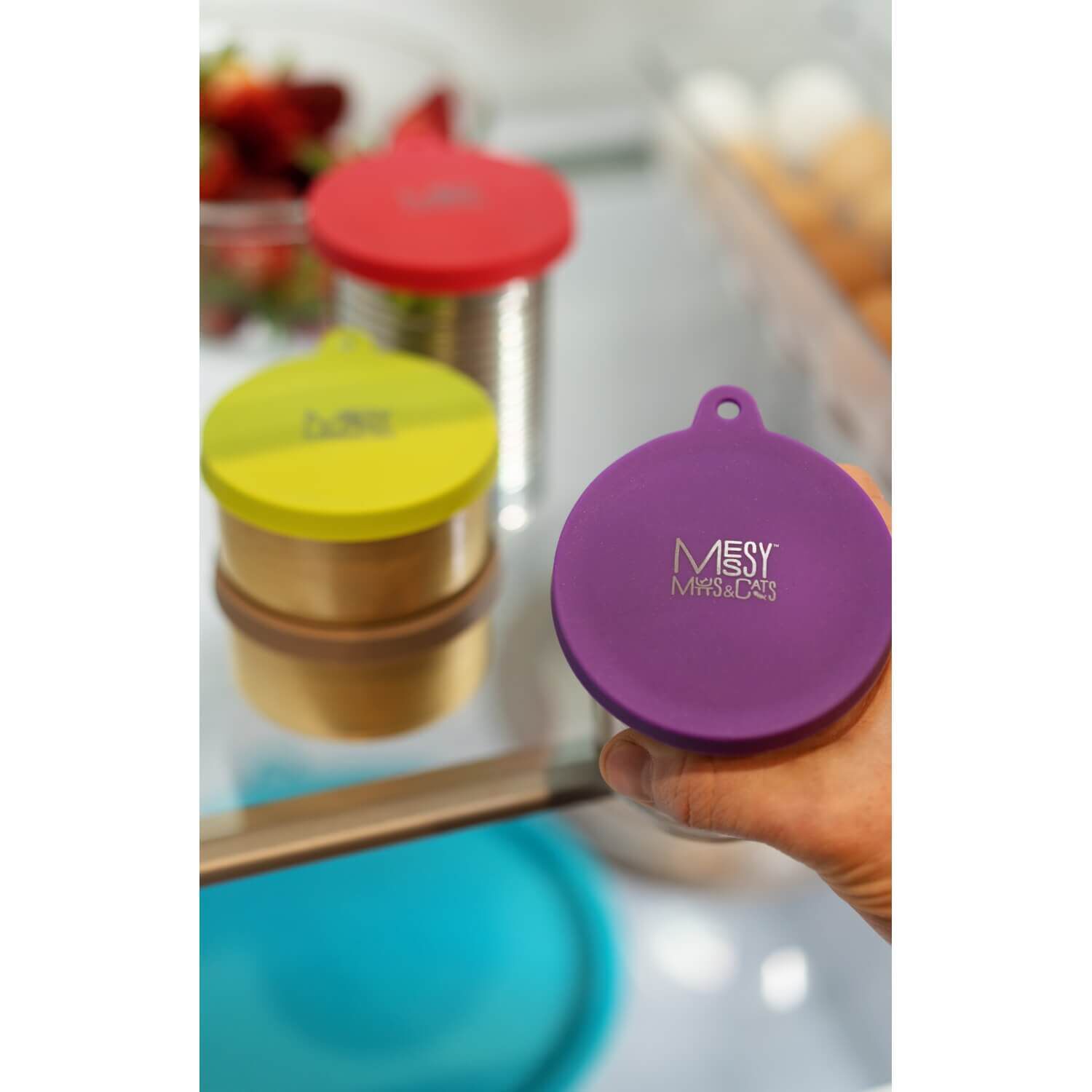Messy Mutts Silicone Universal Dog & Cat Food Can Cover, Fits 3 Can Sizes, Grey