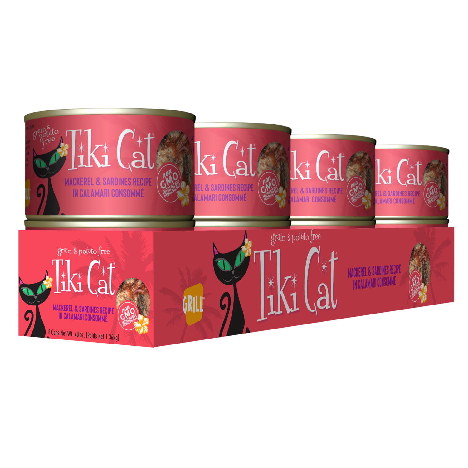 Tiki Cat Grill Wet Cat Food, Mackerel & Sardines, 6-Oz Can 8-Count