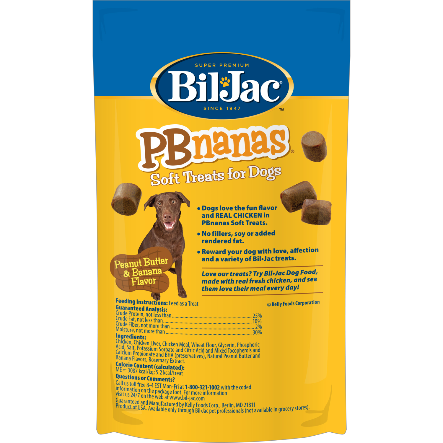 Bil-Jac Pb-Nanas Soft & Chewy Dog Treats, 4-Oz Bag