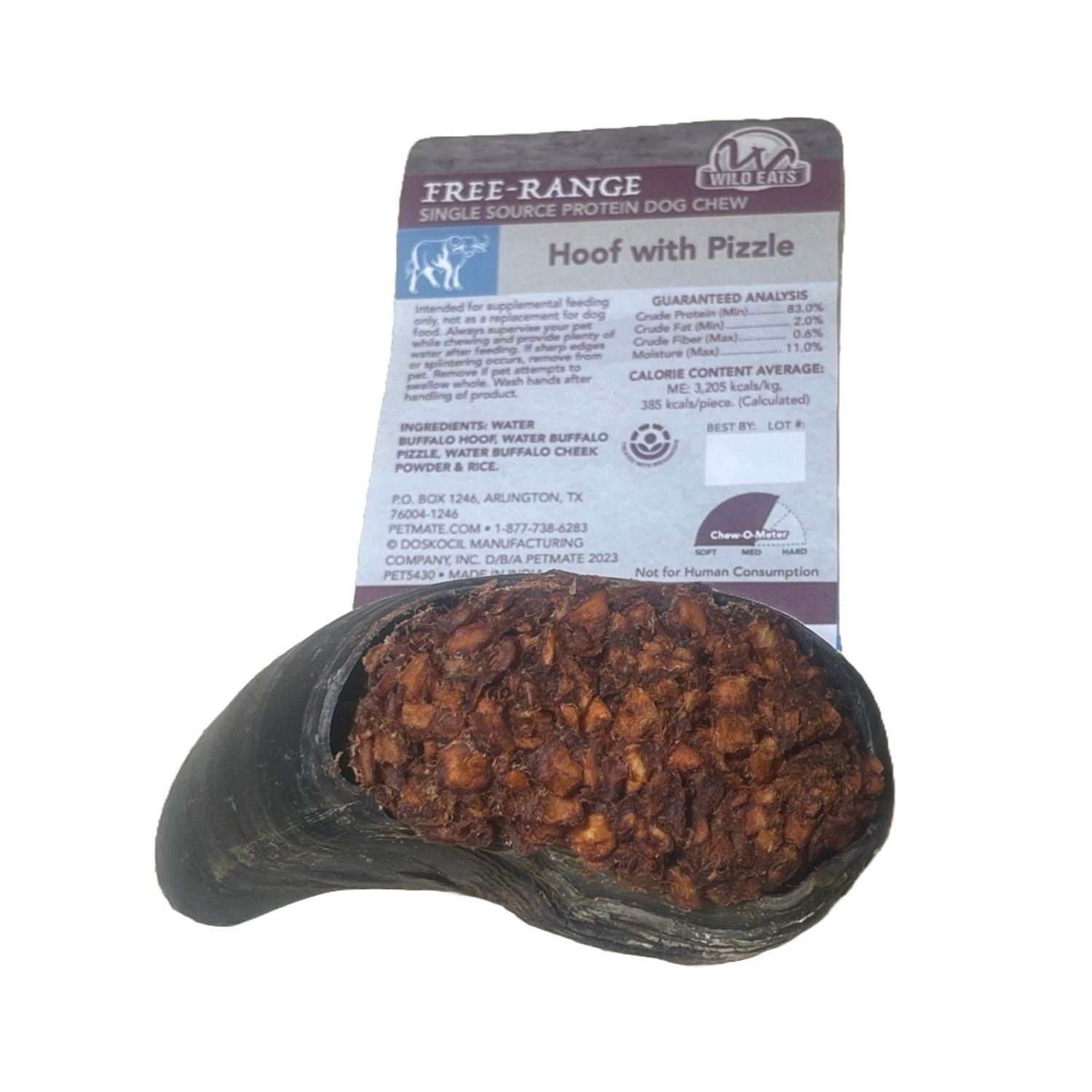 Wild Eats Water Buffalo Hoof With Pizzle Limited Ingredient Natural Dog Treat, 1-Each