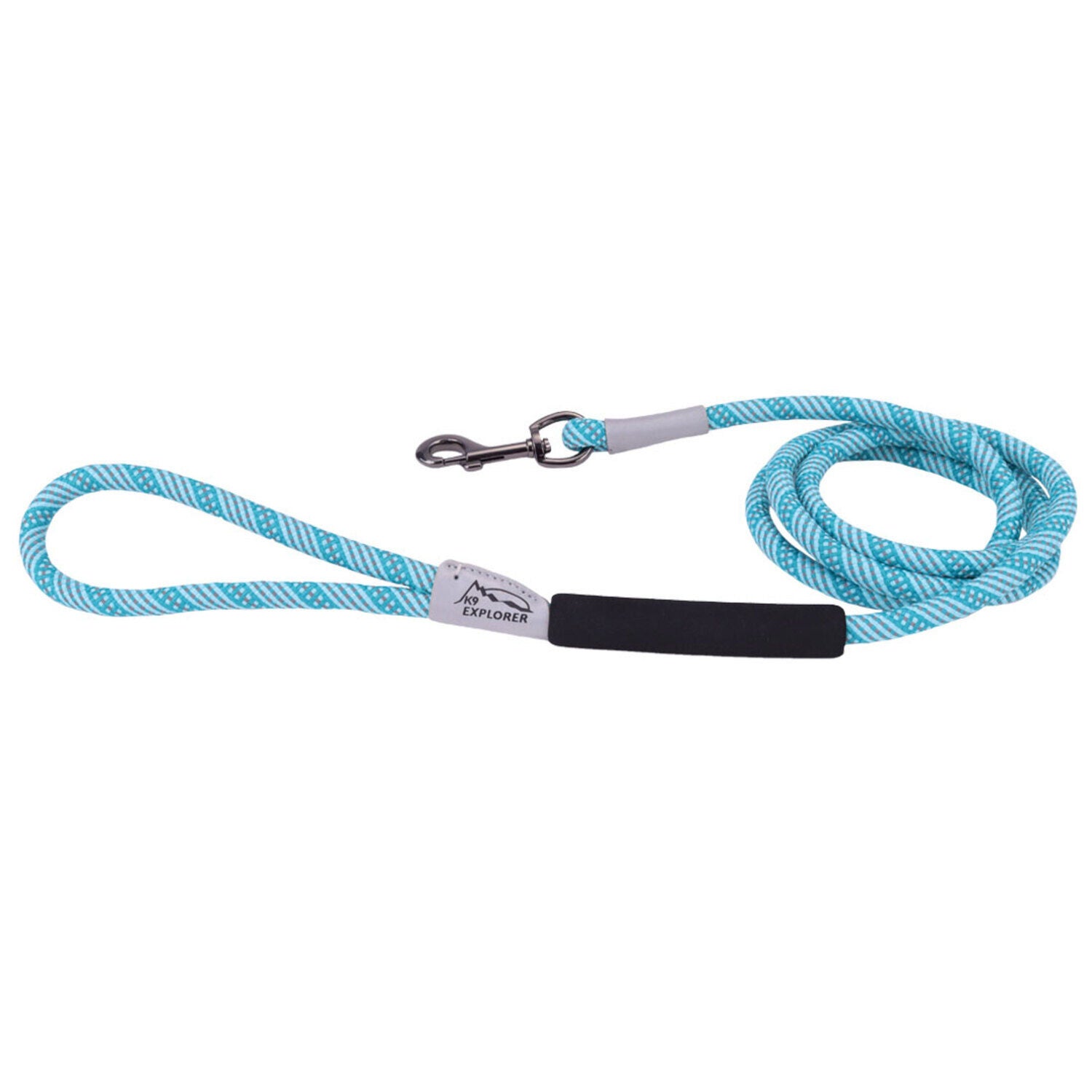Coastal K9 Explorer &reg; Brights Reflective Braided Rope Snap Dog Leash, Ocean, 3/8" X 6'