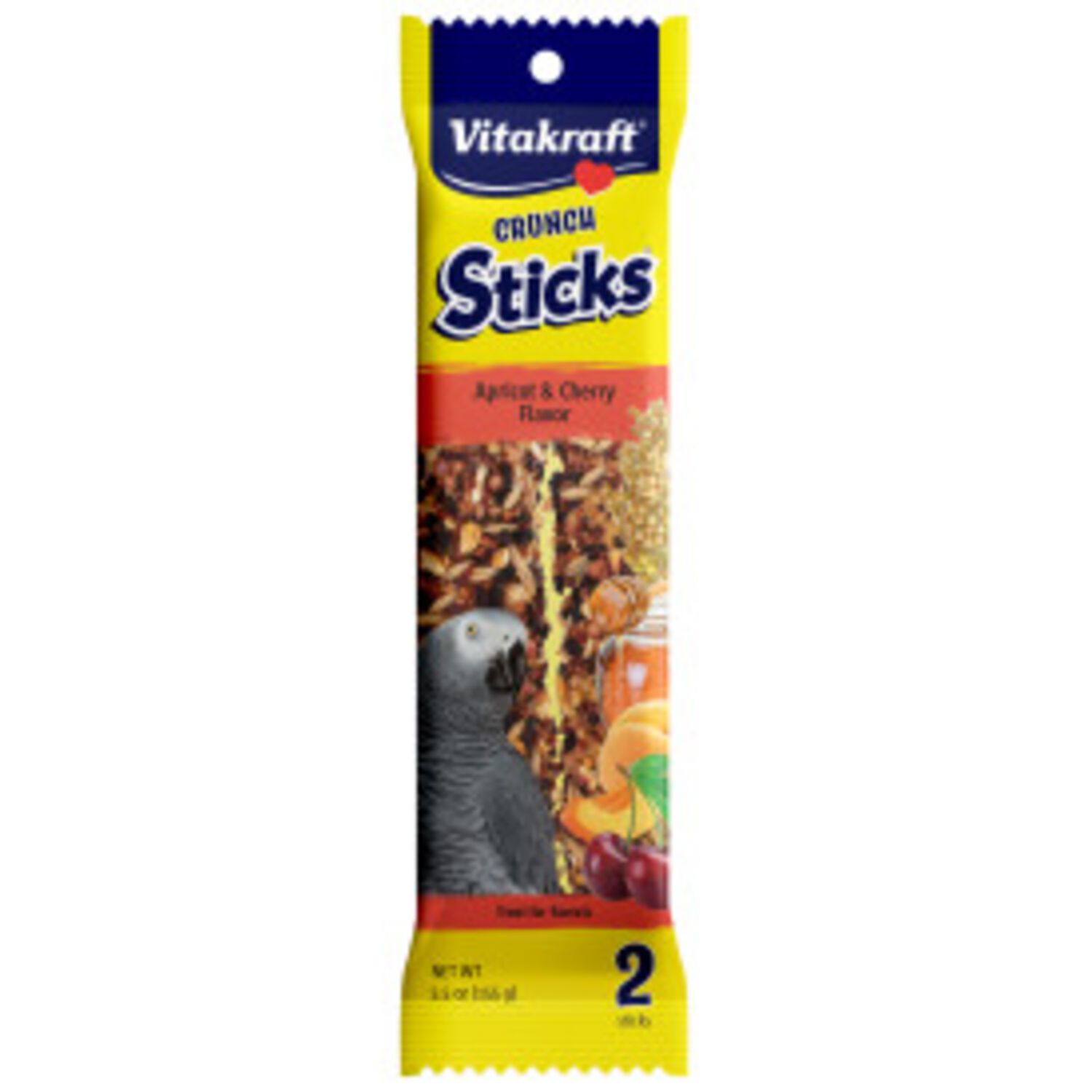 Vitakraft Crunch Sticks Triple-Baked Apricot & Cherry Flavor Conure Treats, 3.5-Oz 2-Pack