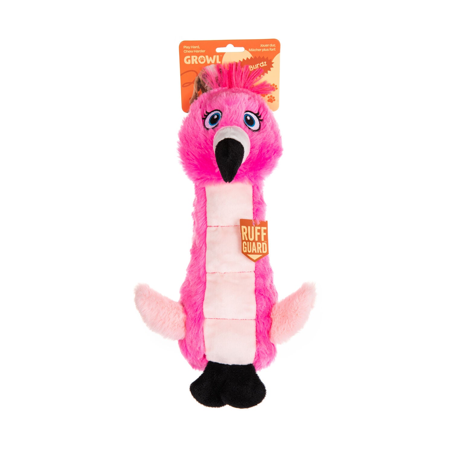 Growl Belly Burdz Fiona The Pink Flamingo Plush Squeaky Dog Toy, 12"