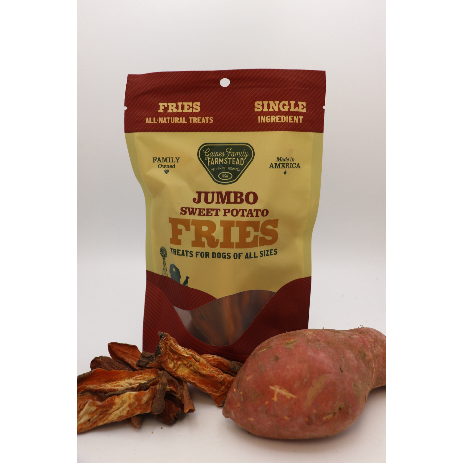 Gaines Family Farmstead Jumbo Sweet Potato Fries Dog Treats, 8-Oz