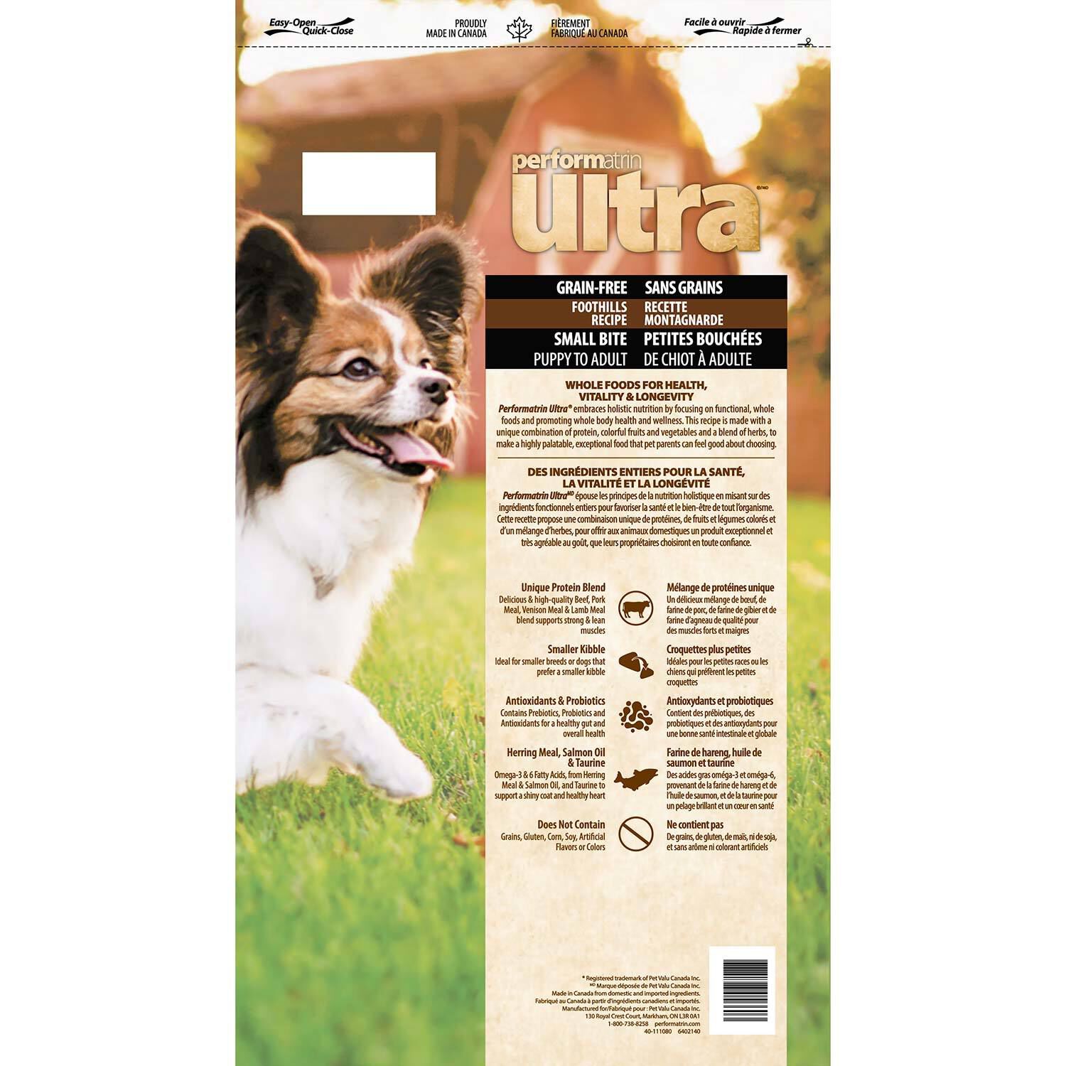 Performatrin Ultra Grain-Free Foothills Small Bite Dry Dog Food, 4-Lb Bag