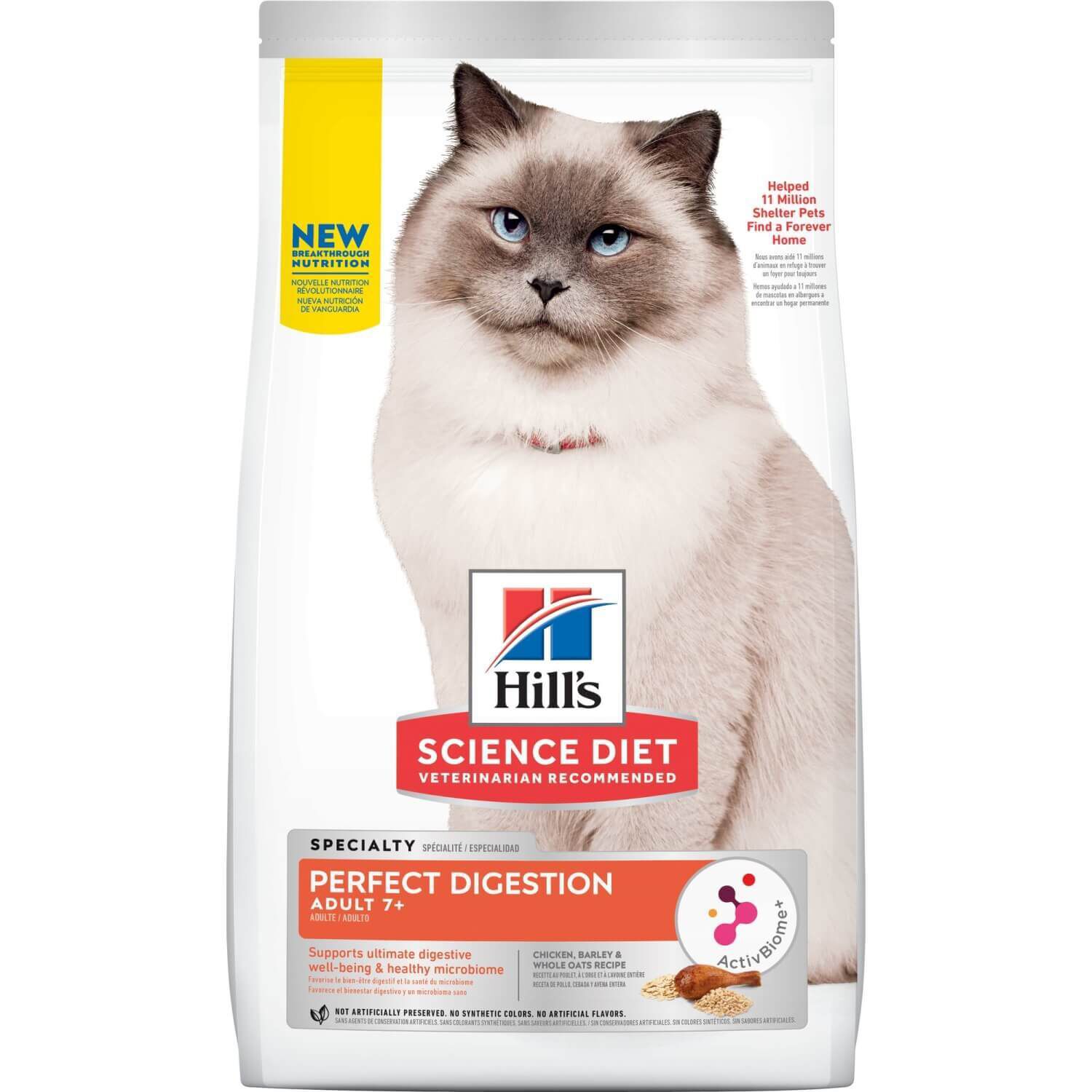 Hill's Science Diet Adult 7+ Perfect Digestion Chicken, Barley & Whole Oats Recipe Dry Cat Food