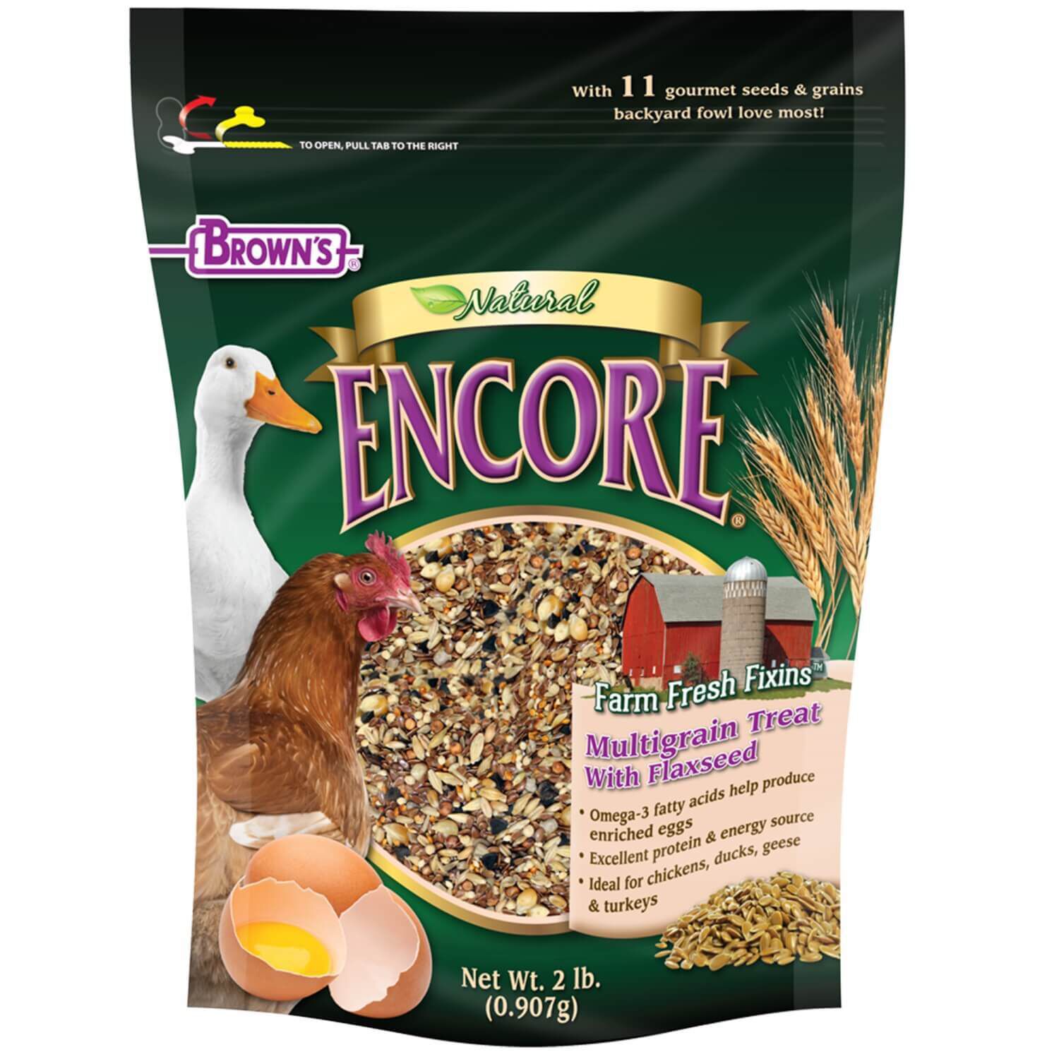 Brown's Encore Farm Fresh Fixins Multigrain Flaxseed Treat For Chickens, Ducks, Geese & Turkeys