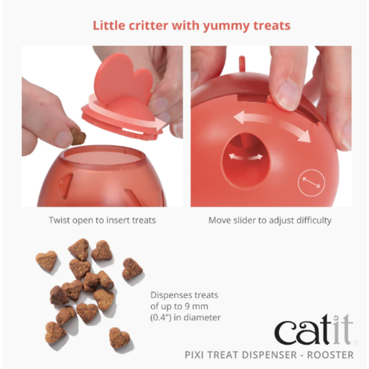 Catit Pixi Interactive Treat Dispensing Cat Toy, Rooster, 4.2"