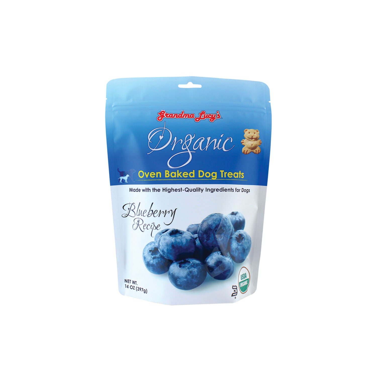Grandma Lucys Organic Baked Dog Treats, Blueberry - 14-Oz Bag