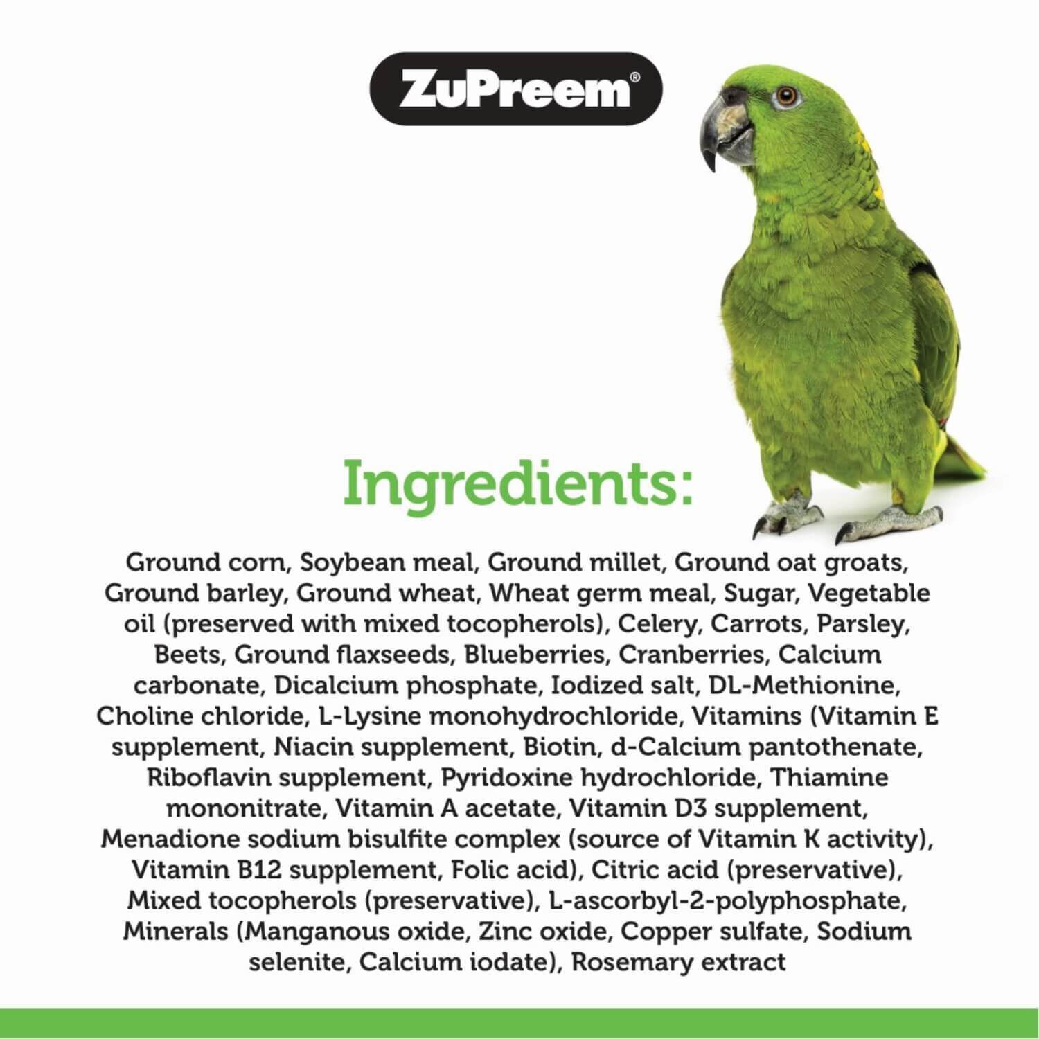 Zupreem Natural With Added Vitamins Bird Food For Parrots & Conures