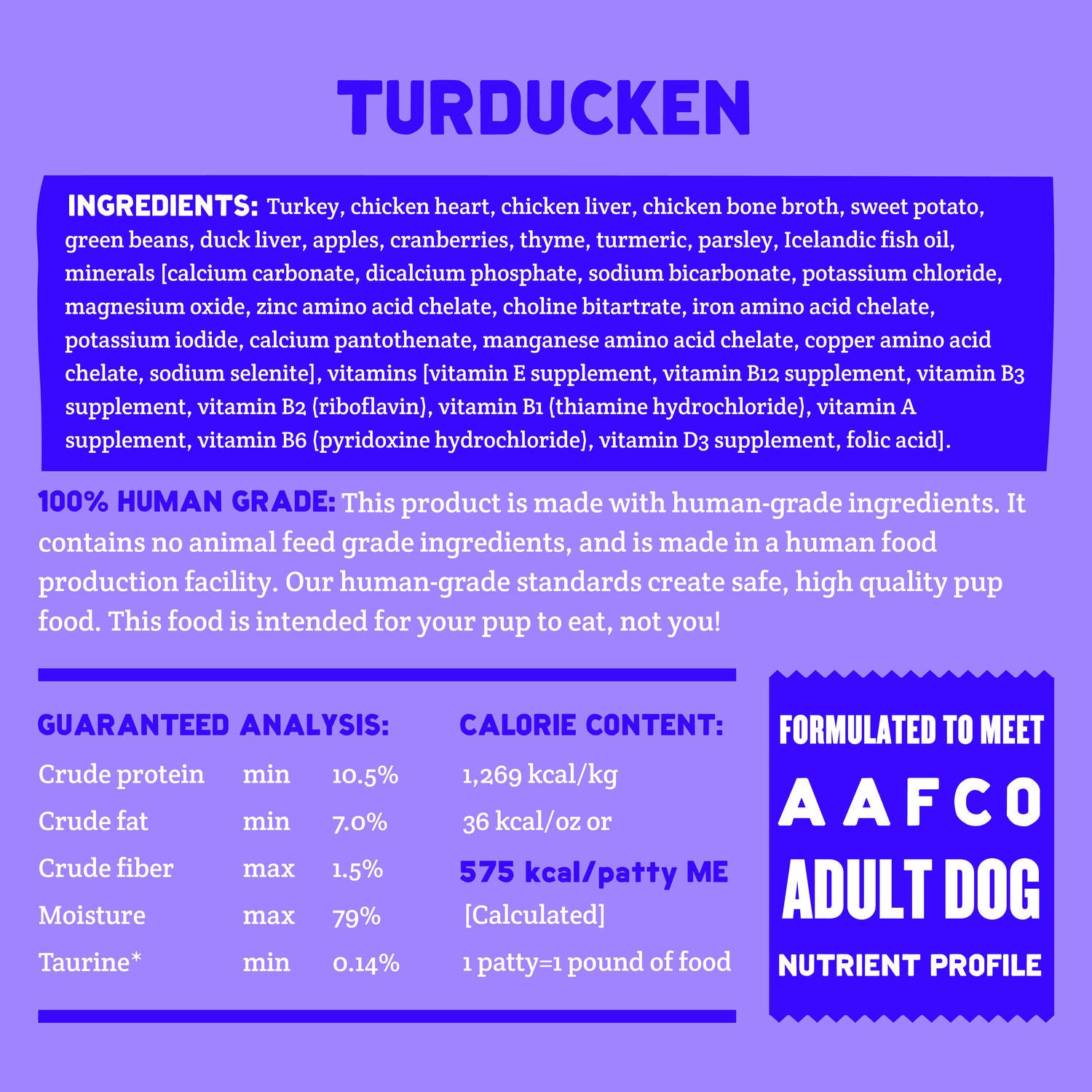 A Pup Above Gently Cooked Grain-Free Frozen Dog Food, Turducken Recipe With Bone Broth, 1-Lb