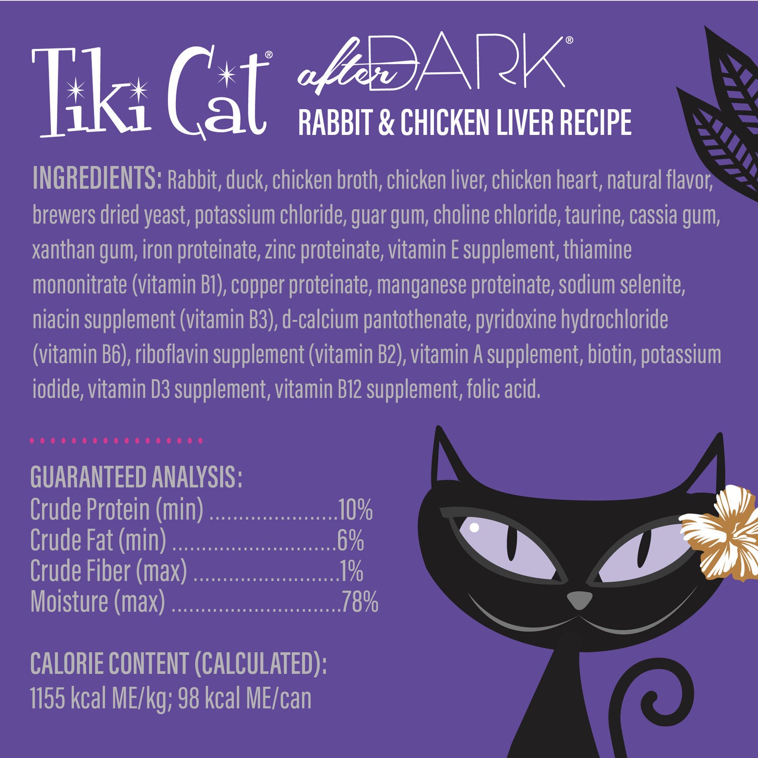 Tiki Cat After Dark Pate Wet Cat Food, Rabbit & Chicken Liver, 3 Oz. Can