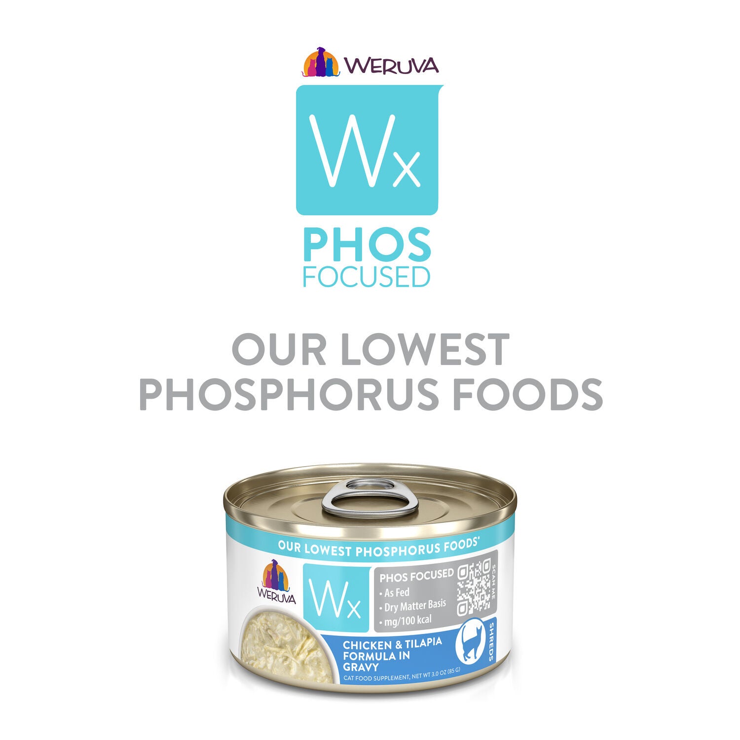 Weruva Wx Phos Focused Chicken & Tilapia Formula In Gravy Wet Cat Food, 3-Oz Can