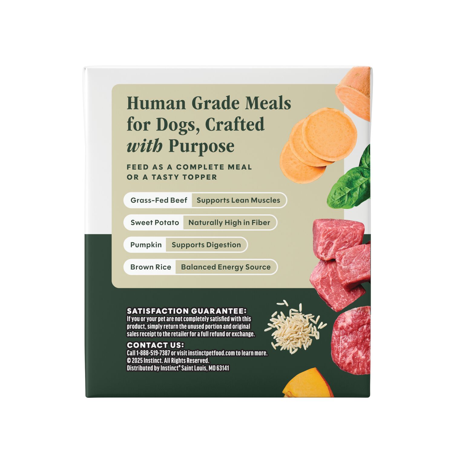 Instinct Freshly Crafted Meals Wet Dog Food Or Dog Food Topper, Grass-Fed Beef Recipe, 11-Oz Carton