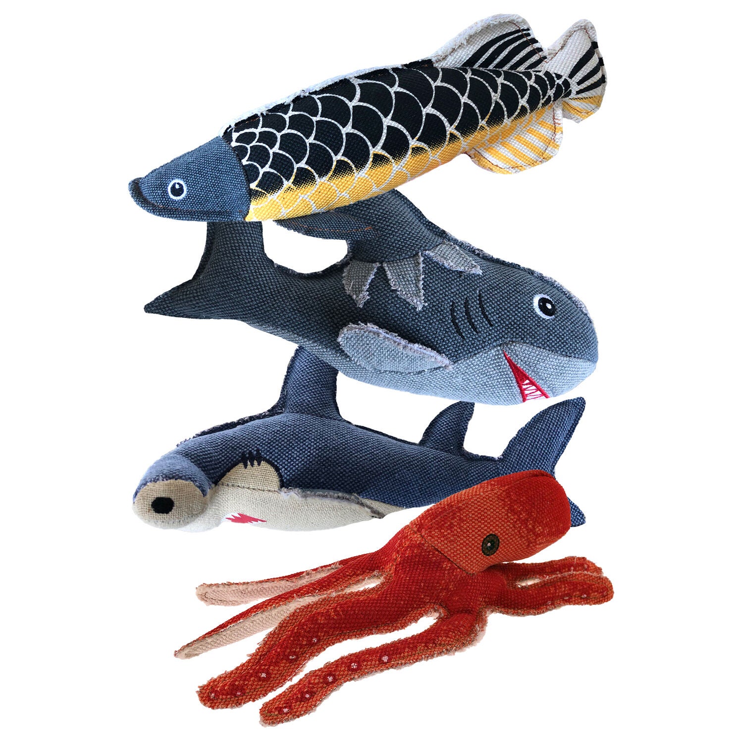 Petsport Reel Big Fish Plush Squeaky Dog Toy, 12", Assorted