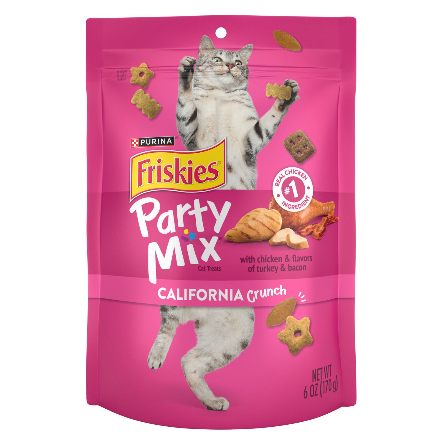 Purina Friskies Party Mix California Crunch Low-Calorie Cat Treats, 6-Oz Bag