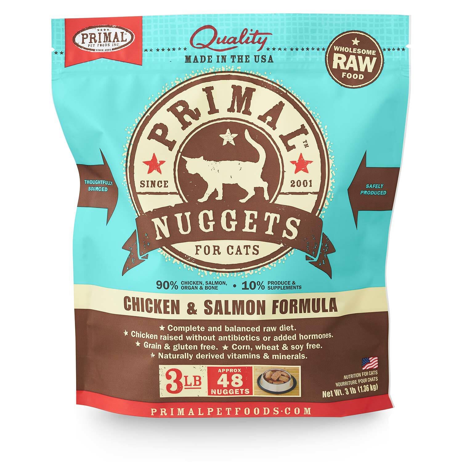 Primal Frozen Raw Chicken & Salmon Formula Nuggets Cat Food