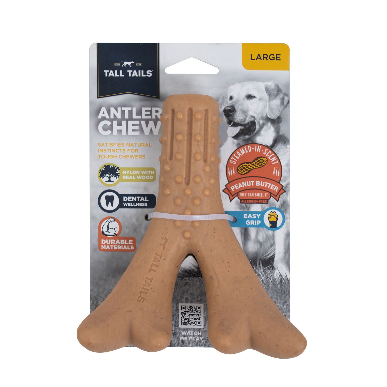 Tall Tails Antler Peanut Butter Chew Dog Toy, 4-Inch