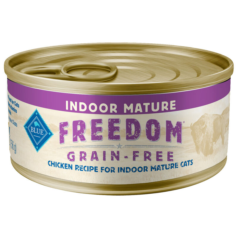 Blue Buffalo Freedom Grain Free Chicken Recipe Wet Cat Food For Indoor Mature Cats, 5.5oz