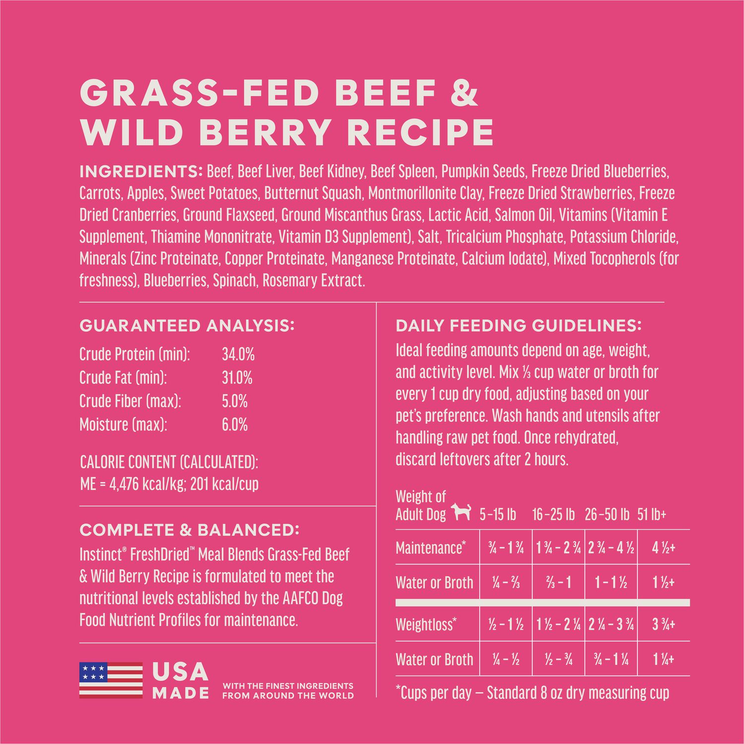 Instinct Freshdried Meal Blends Freeze-Dried Raw Adult Dog Food, Grass-Fed Beef & Wild Berries Recipe, 23-Oz Bag
