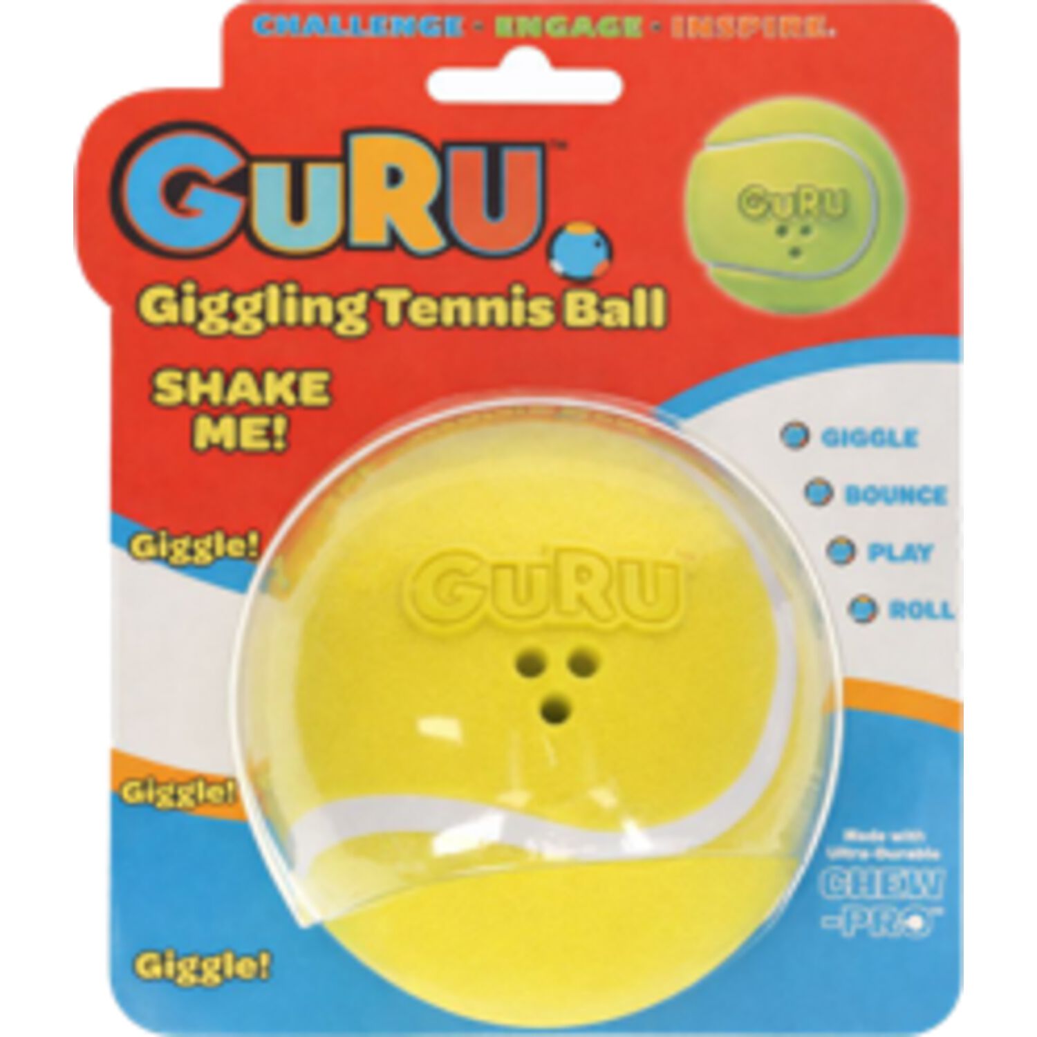 Guru Giggling Tennis Ball Interactive Dog Toy, Large