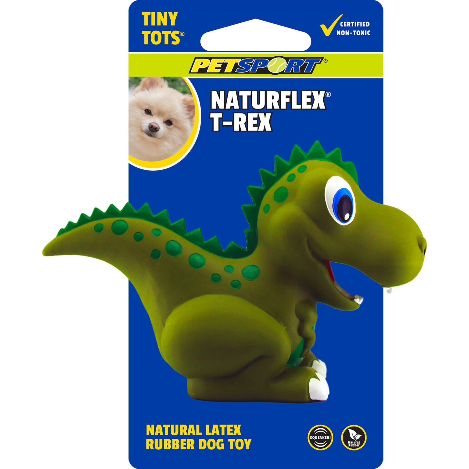 Petsport Naturflex T-Rex Tiny Tots Squeaky Dog Toy, 4"