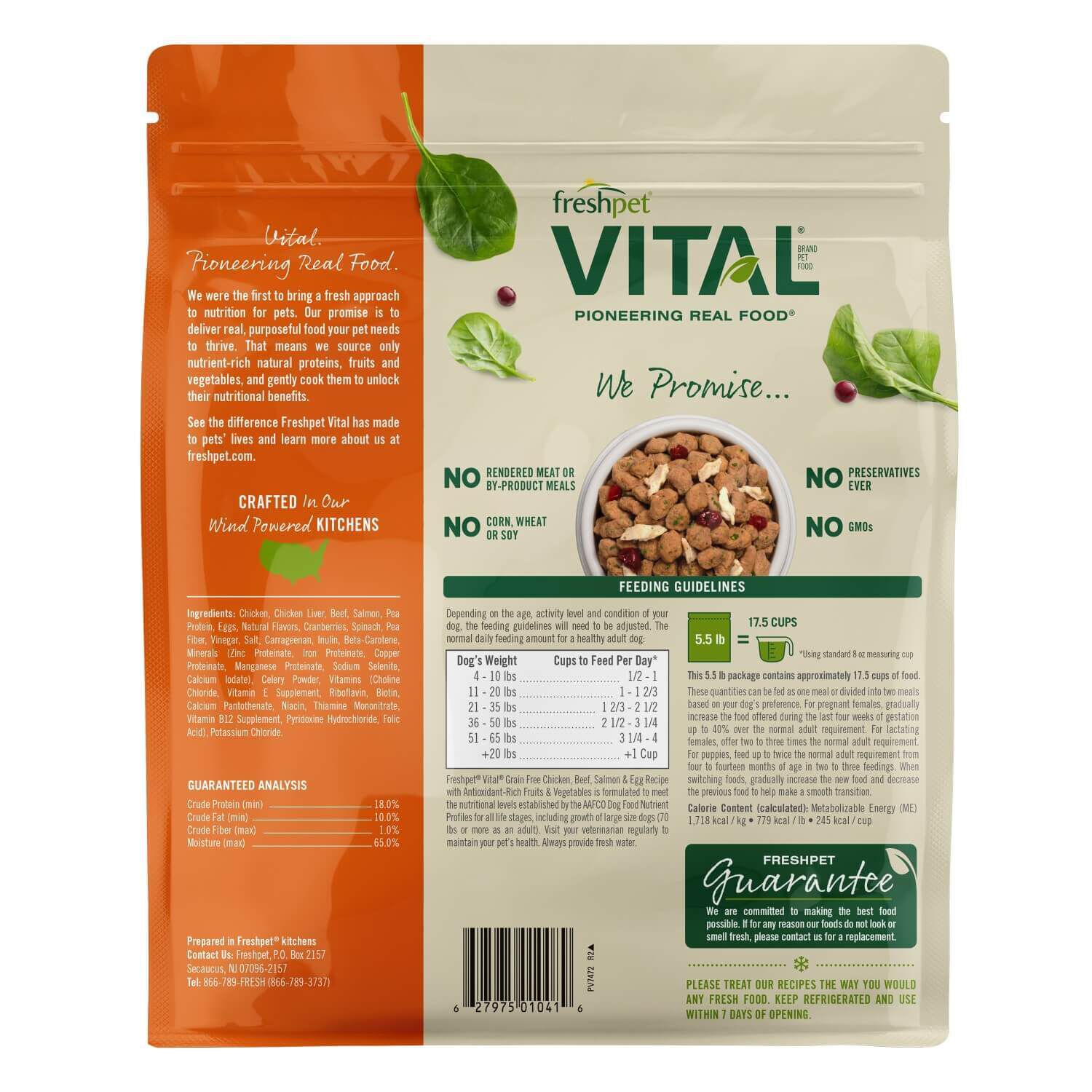 Freshpet Vital Grain Free Fresh Dog Food Chicken Beef Salmon Egg Recipe 5.5lb Pet Supermarket