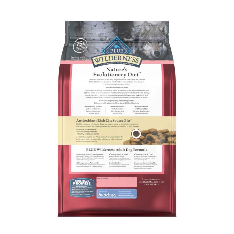 Blue Buffalo Wilderness High Protein Natural Adult Dry Dog Food Plus Wholesome Grains, Salmon