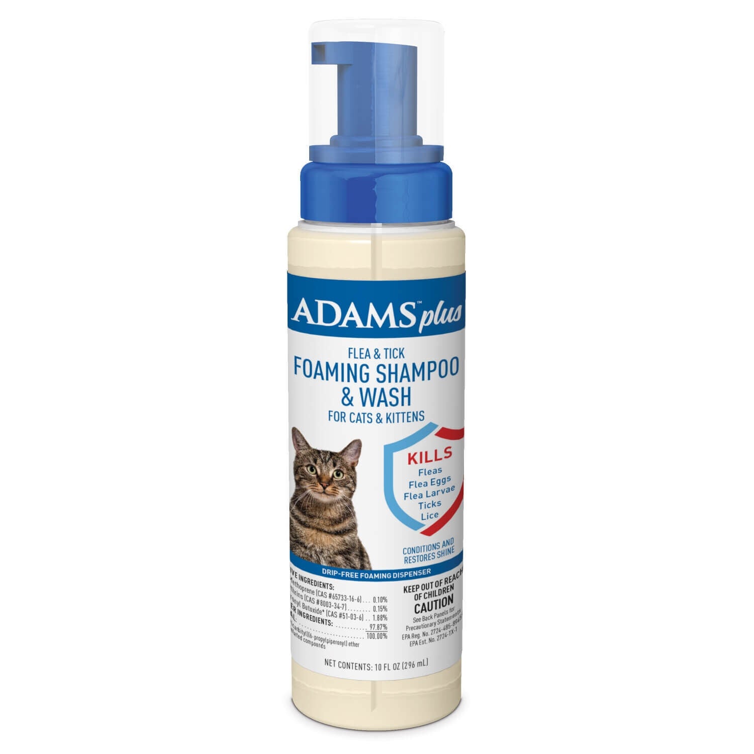 Adams Plus Flea Tick Foaming Shampoo Wash For Cats Kittens 10oz Pet Supermarket