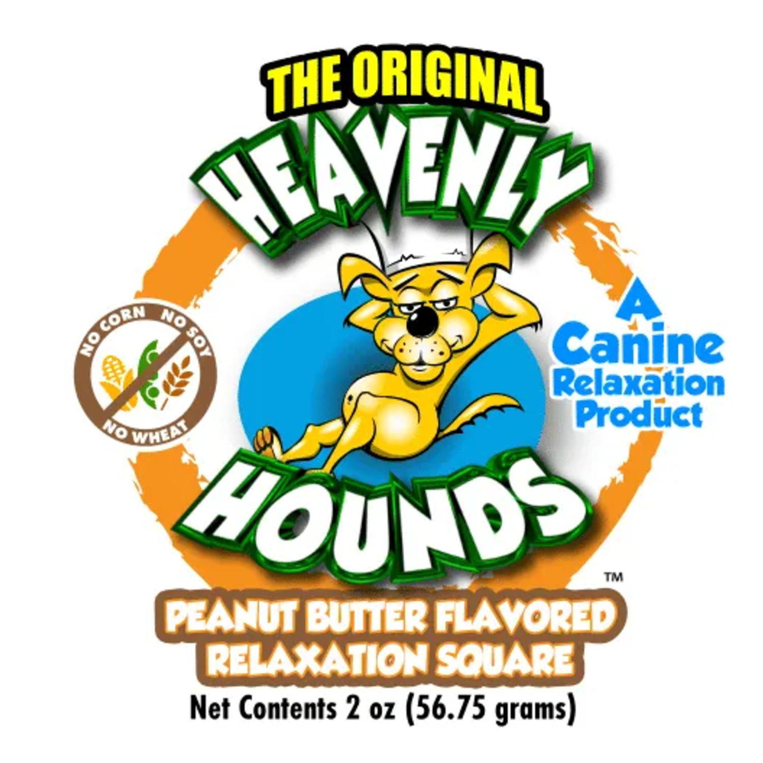 Heavenly Hounds Peanut Butter Relaxation Squares Dog Chews, Hemp-Free Calming Dog Snacks, 2-Oz