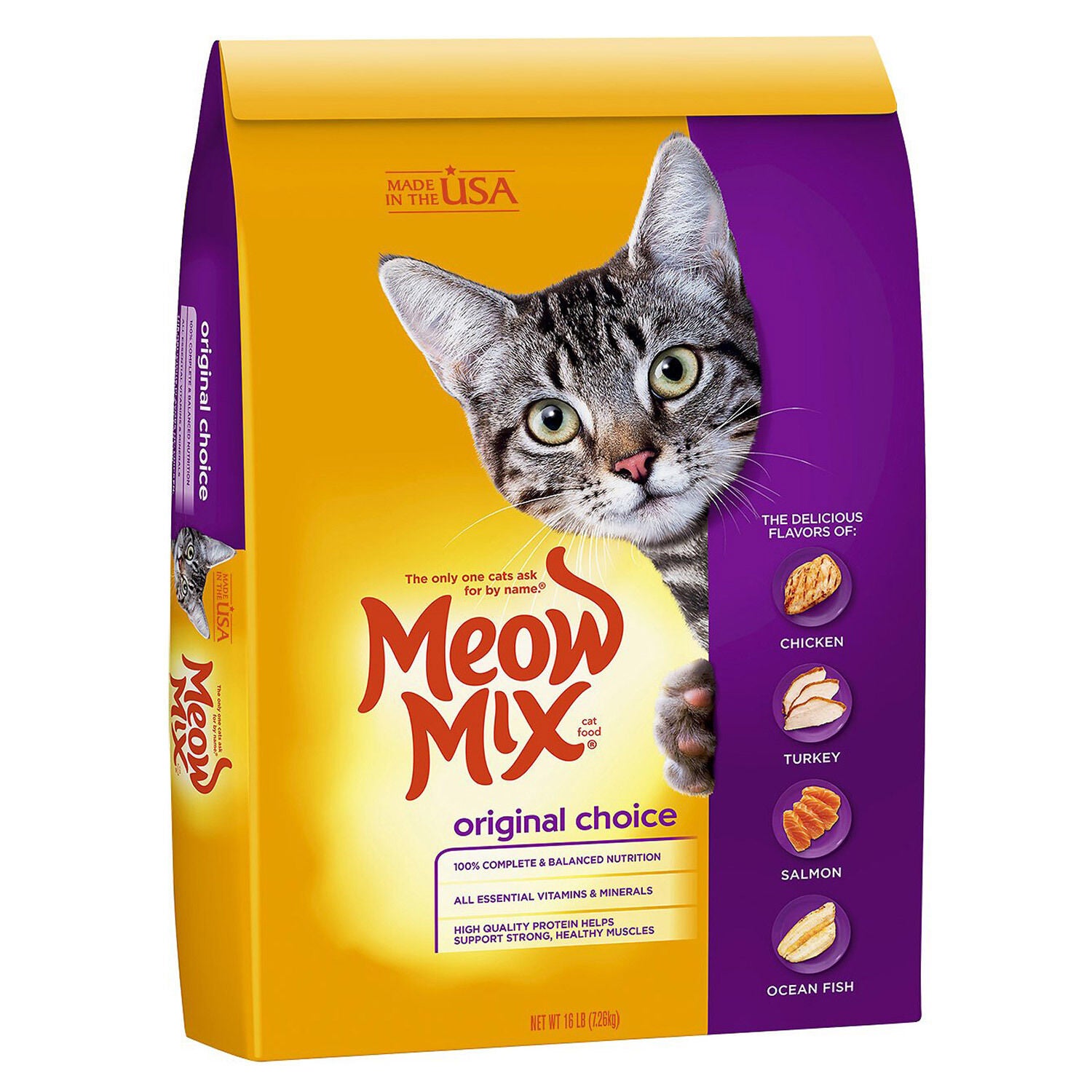 Meow Mix Original Choice Dry Cat Food Chicken, Turkey, Salmon & Ocean Fish Recipe,  16-Lb Bag