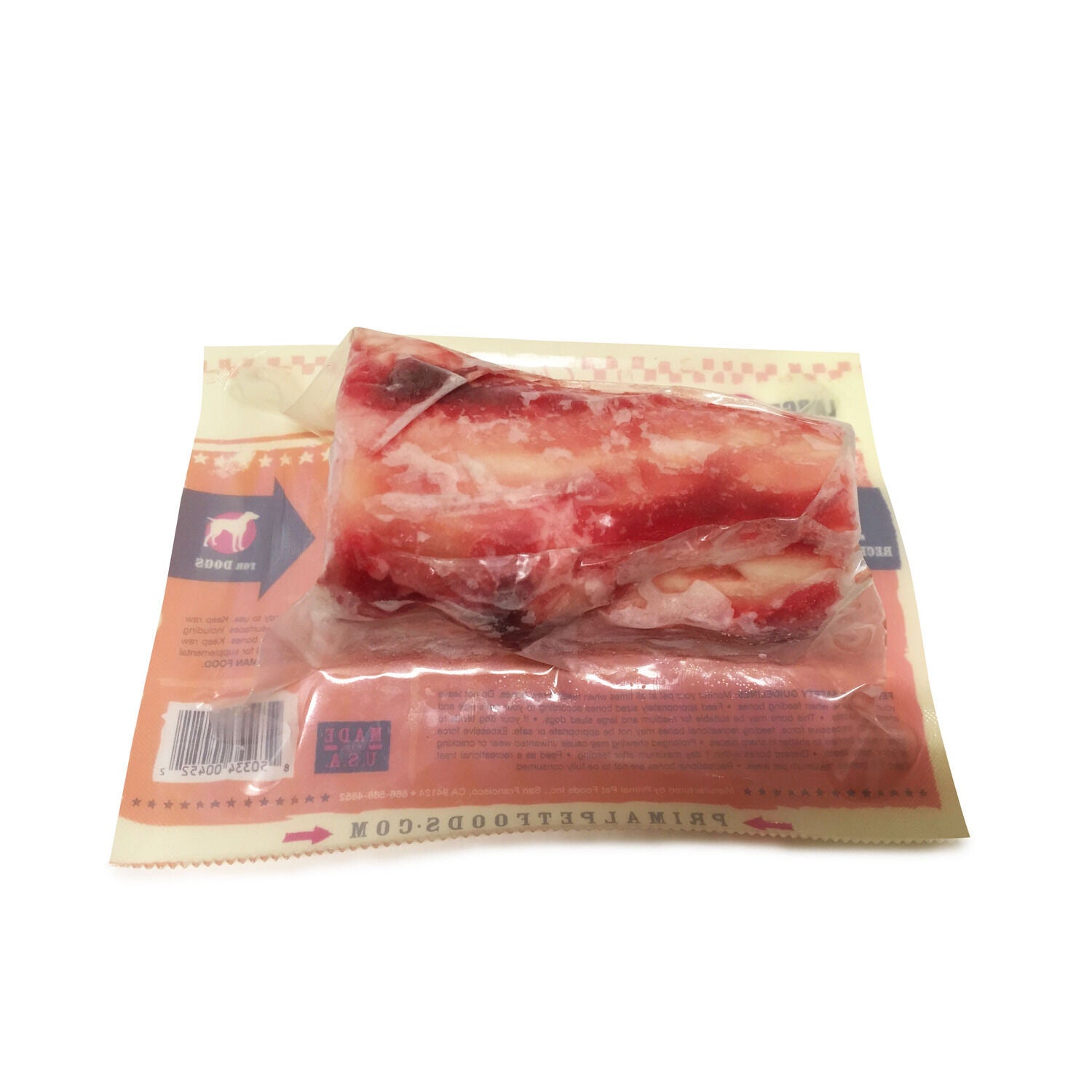 Primal Raw Recreational Bones Frozen Dog Treat, Beef Marrow, Medium Size