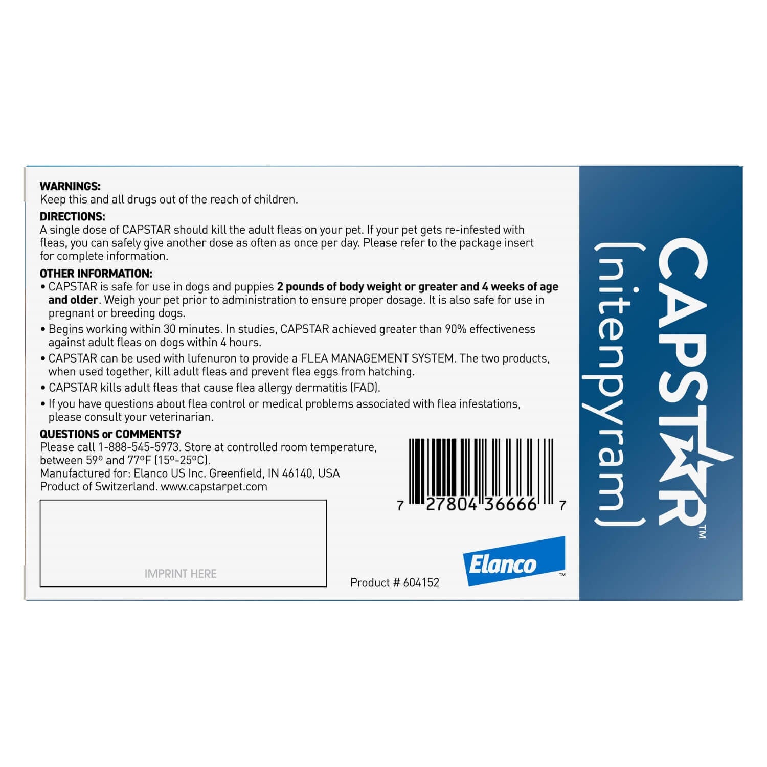 Capstar Flea Oral Treatment For Dogs, 2-25 Lbs