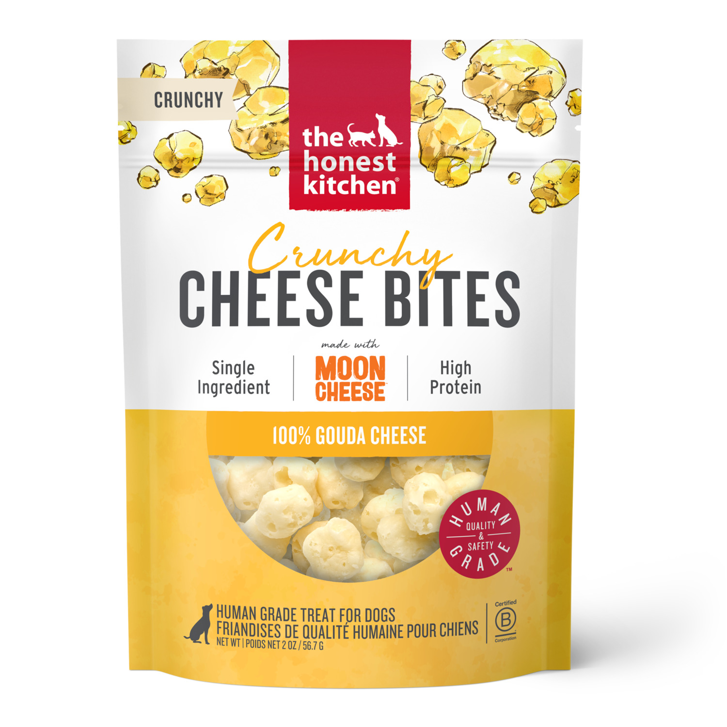 The Honest Kitchen Crunchy Cheese Bites With Gouda Cheese Single-Ingredient Dog Treats, 2-Oz