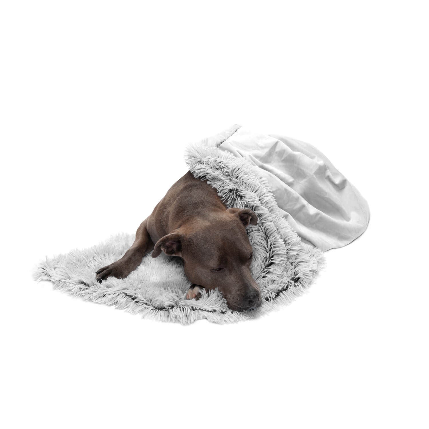 Furhaven Luxury Calming Plush Long Fur & Velvet Waterproof Dog Throw Blanket - Mist Gray, 50"X35"