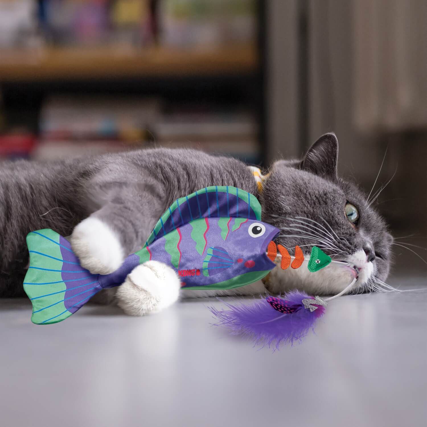 Kong Wrangler Angler Fish Interactive Cat Toy Assorted Pet