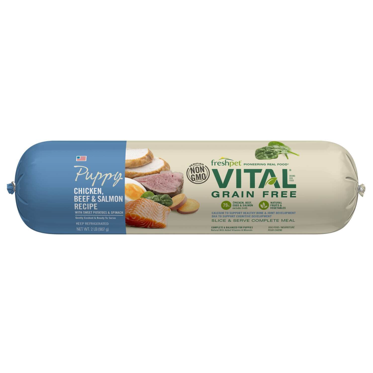 Freshpet Vital Grain Free Fresh Puppy Dog Food, Chicken, Beef & Salmon Recipe