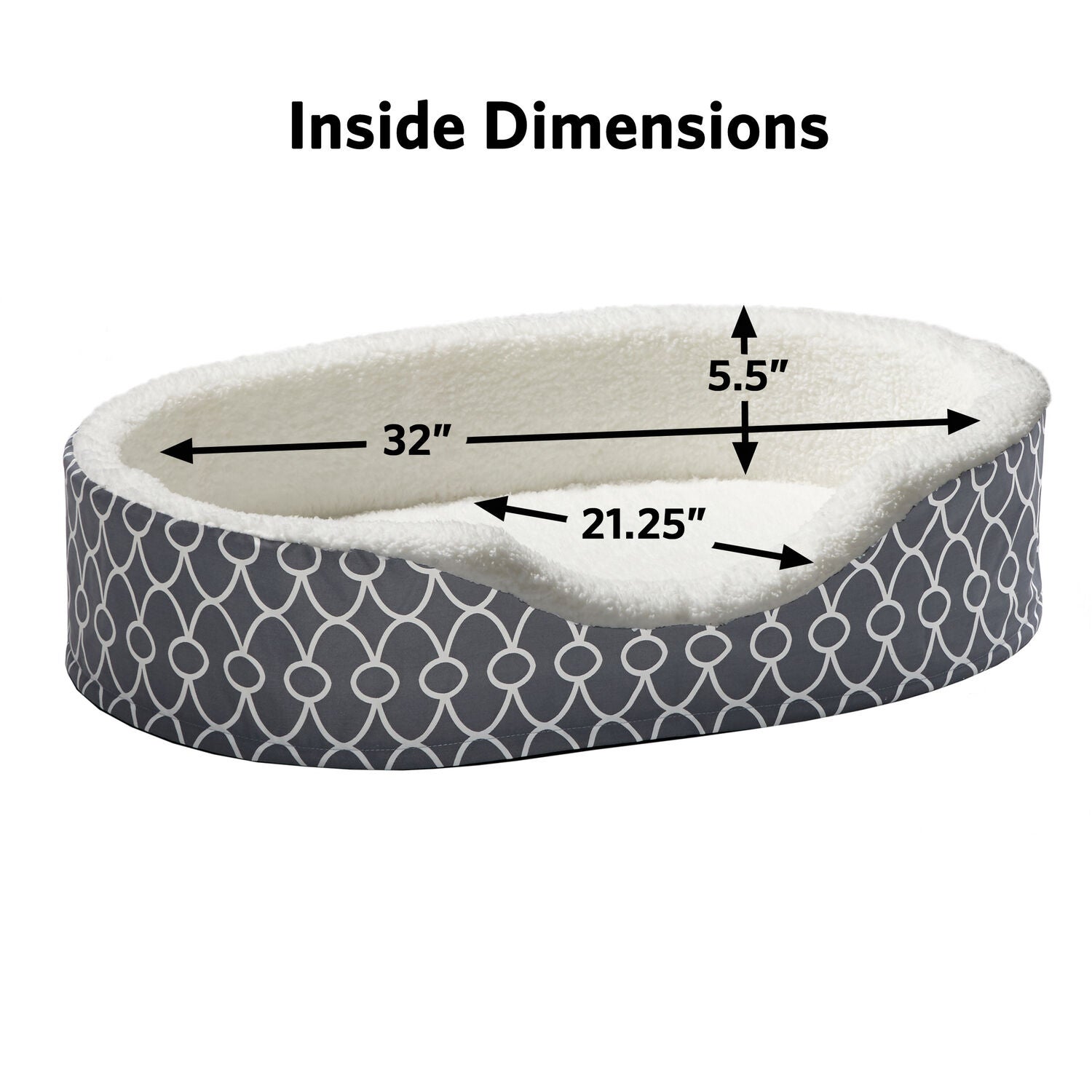 Midwest Quiettime Orthopedic Nesting Dog Bed, Grey Geo Print, 29"